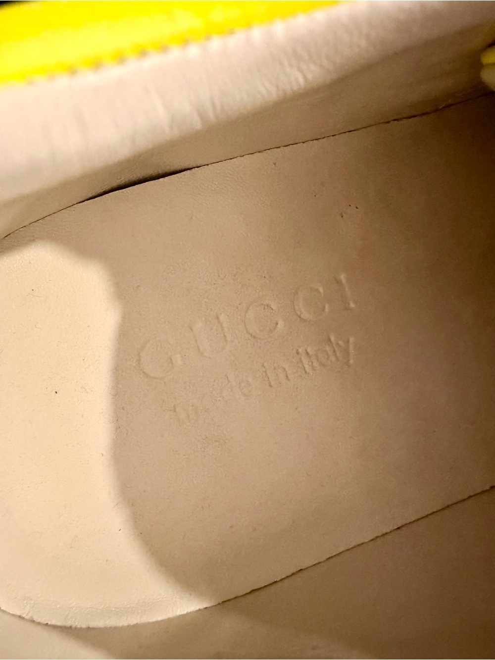 Auth Gucci Python Fluo Yellow and Beige Leather Sneakers w/box dust bags xtr str - Picture 5 of 5